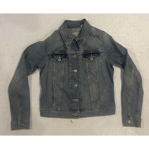 Denizen Levis Trucker Jacket‎ Womens Small Blue Denim Jean Button Up Grunge City